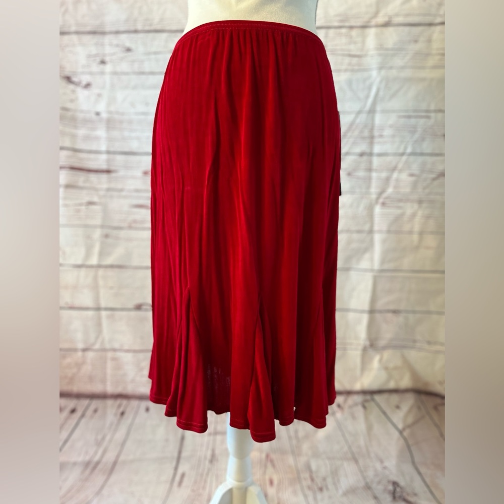 NWT Half Moon Bay Red Stretchy 3/4 length skirt PL Petite Large